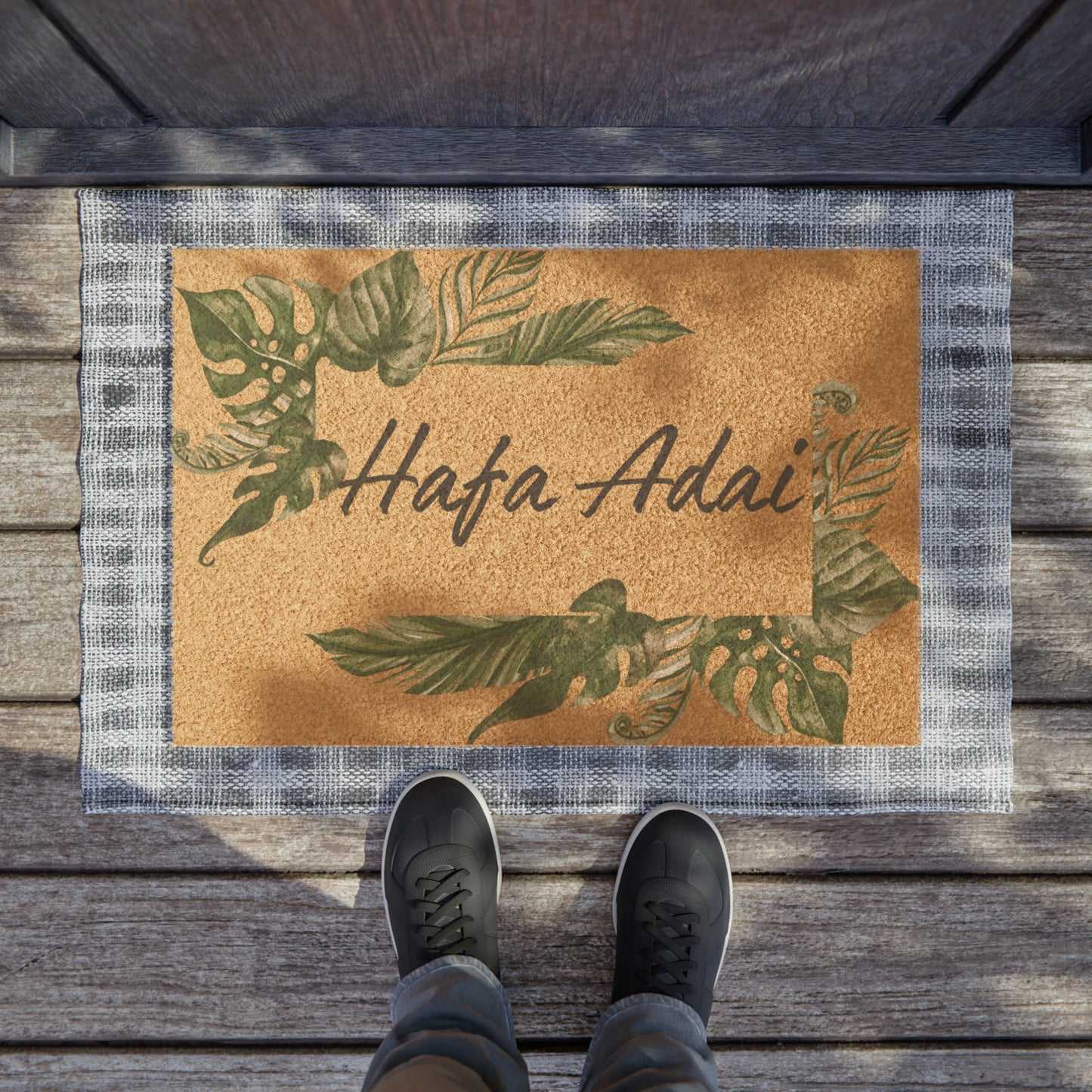 Hafa Adai Tropical Leaves Doormat