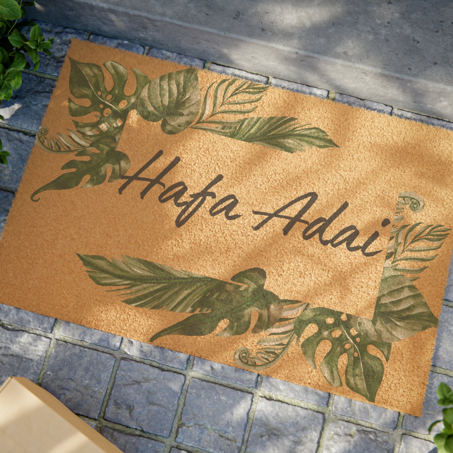 Hafa Adai Tropical Leaves Doormat