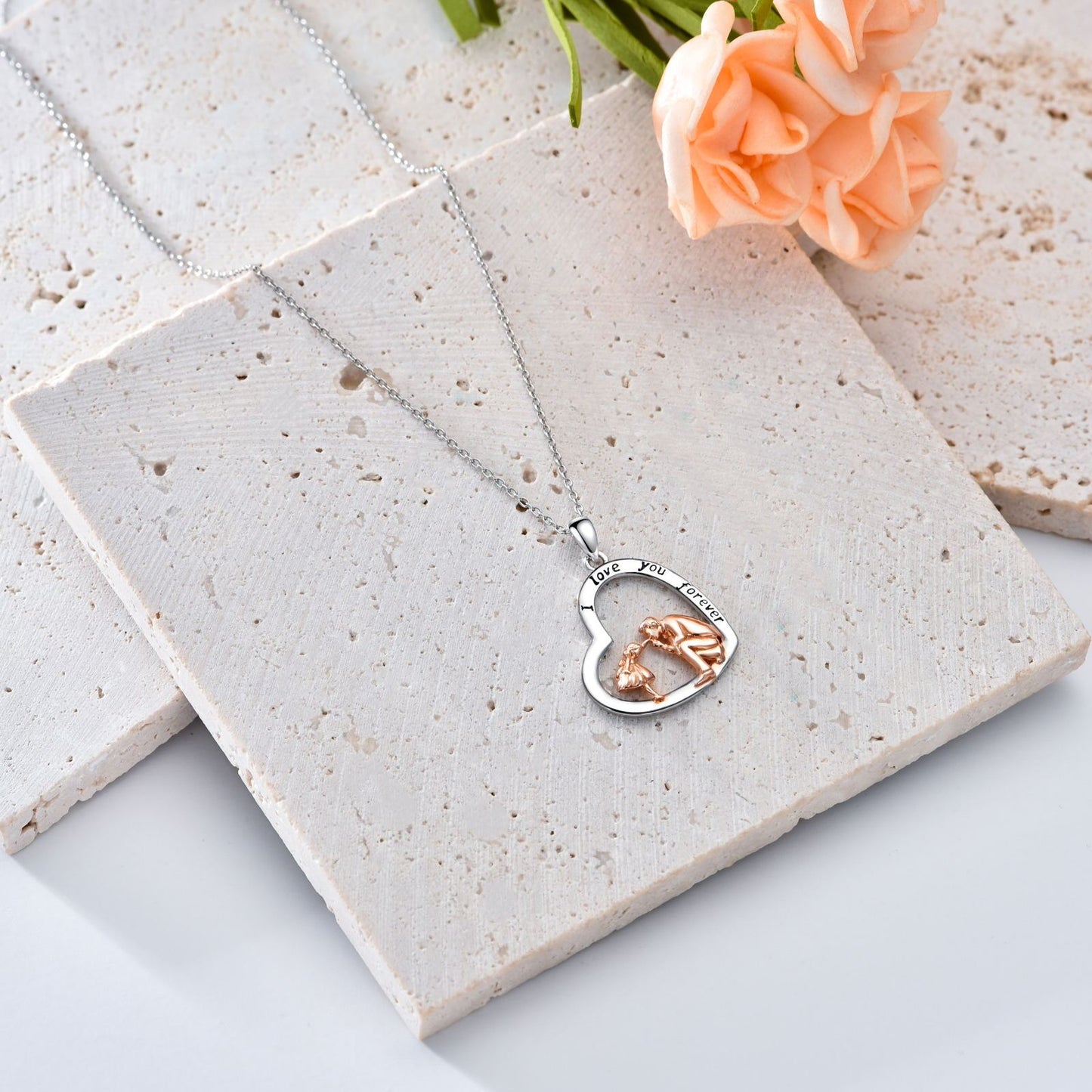 S925 Sterling Silver Daughter Gift from Dad Daughter Heart Pendant Necklace I Love You Forever Jewelry