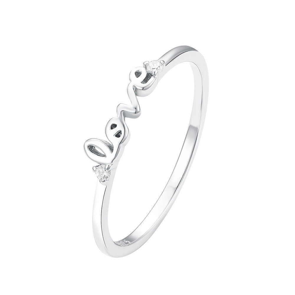 S925 Sterling Silver Ring Women's Love Letter Wedding Bracelet Diamond